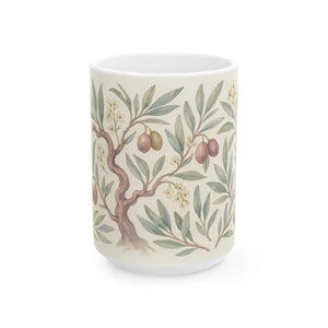 Vintage Olive Branch Ceramic Mug - Botanical Gift - Dipaliz - Mugs