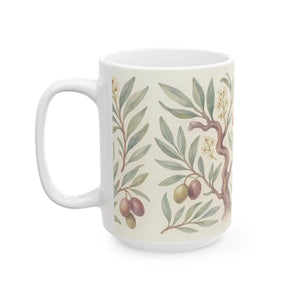 Vintage Olive Branch Ceramic Mug - Botanical Gift - Dipaliz - Mugs
