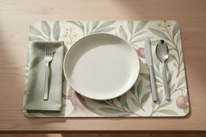 Olive Branch Leather Placemat - Mediterranean Dining Decor - Dipaliz - 9’’ x 7.5’’ - Home