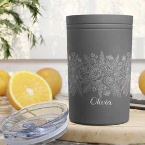 Olivia Floral Insulated Tumbler, 11oz Personalized Travel Cup - Tumblers