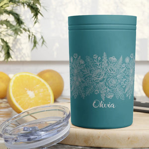 Olivia Floral Insulated Tumbler, 11oz Personalized Travel Cup - Tumblers