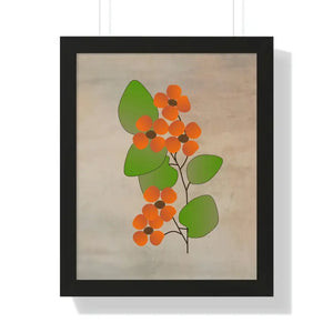 Framed Vertical Poster Orange Flowers Bold Energy Wall Art Dipaliz - 16″ x 20″ / Black - Posters Prints & Visual Artwork