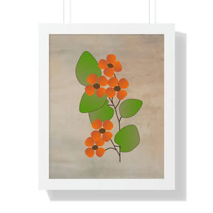 Framed Vertical Poster Orange Flowers Bold Energy Wall Art Dipaliz - 16″ x 20″ / White - Posters Prints & Visual Artwork