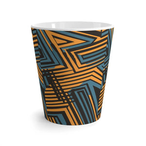 Vibrant Lined Ceramic Latte Mug Orange and Blue - Dipaliz - Mugs