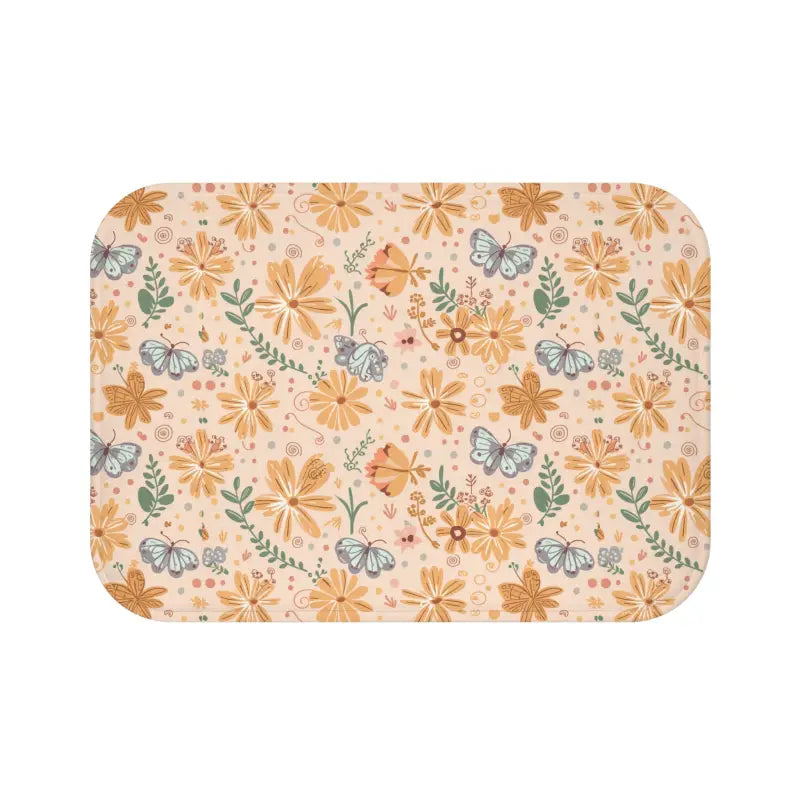 Transform your Bathroom with an Orange Butterfly Floral Bath Mat - Home Decor