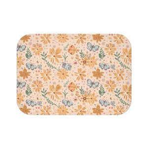 Orange Butterfly Floral Bath Mat Anti-slip Backing - Dipaliz - Mats & Rugs