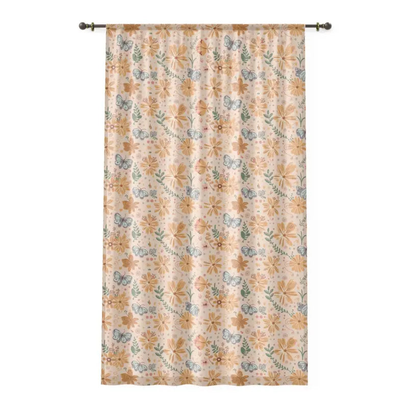 Transform your Space with Orange Butterfly Floral Curtains - Sheer / White / 50’’ × 84’’ Home Decor