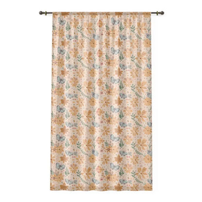 Transform your Space with Orange Butterfly Floral Curtains - Sheer / White / 50’’ × 84’’ Home Decor