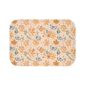 Orange Butterfly Floral Bath Mat - Anti-slip Backing - Dipaliz - Home Decor