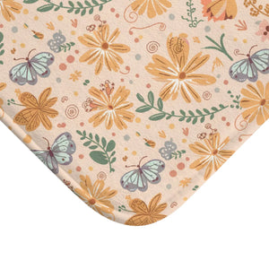 Orange Butterfly Floral Bath Mat - Anti-slip Backing - Dipaliz - Home Decor