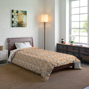 Butterfly Floral Comforter – Cozy Orange Pattern - Dipaliz - Quilts & Comforters