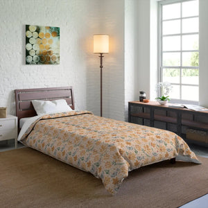 Butterfly Floral Comforter – Cozy Orange Pattern - Dipaliz - Quilts & Comforters