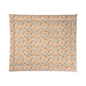 Butterfly Floral Comforter – Cozy Orange Pattern - Dipaliz - Quilts & Comforters