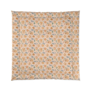 Butterfly Floral Comforter – Cozy Orange Pattern - Dipaliz - Quilts & Comforters