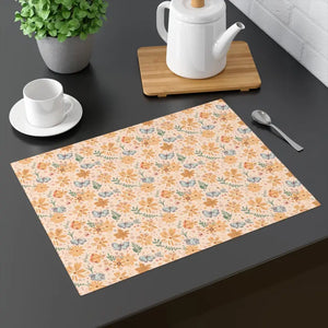 Orange Butterfly Floral Placemats - Vibrant Table Decor - Dipaliz - 18’’ × 14’’
