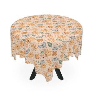 Orange Butterfly Floral Tablecloth - Vibrant Dining Decor - Dipaliz - one Size / White - Tablecloths