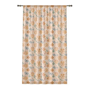 Orange Butterfly Floral Curtains - Vibrant Window Decor - Dipaliz - Sheer / White / 50’’ × 84’’
