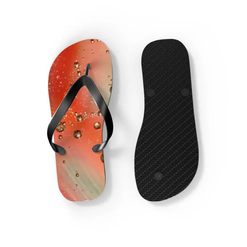 Orange Droplets Unisex Flip Flops: Cool Summer Vibes! - Shoes