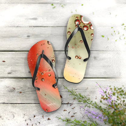 Orange Droplets Unisex Flip Flops: Cool Summer Vibes! - Shoes