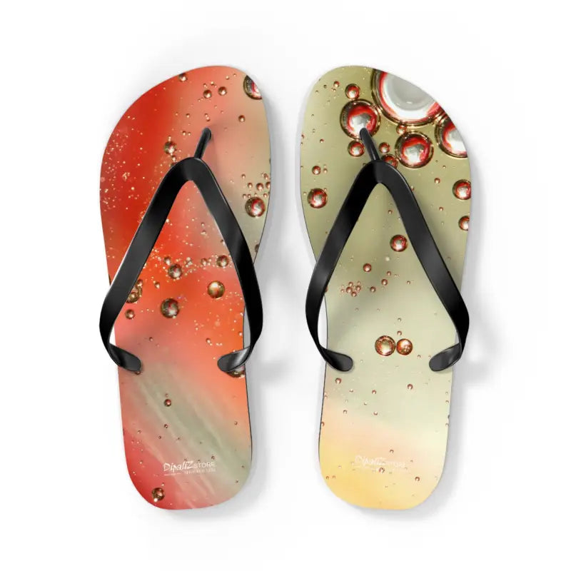 Orange Droplets Unisex Flip Flops: Cool Summer Vibes! - Shoes