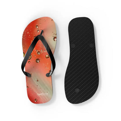 Orange Droplets Unisex Flip Flops: Cool Summer Vibes! - Shoes