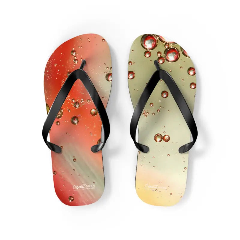 Orange Droplets Unisex Flip Flops: Cool Summer Vibes! - Shoes