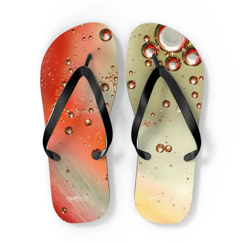 Orange Droplets Unisex Flip Flops: Cool Summer Vibes! - Shoes