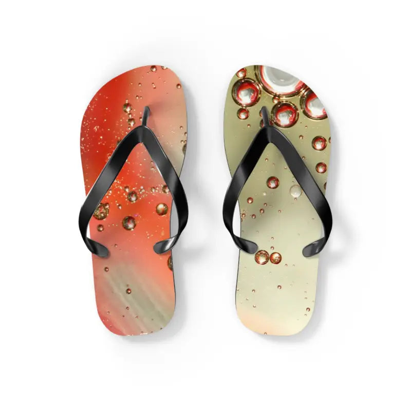 Orange Droplets Unisex Flip Flops: Cool Summer Vibes! - Shoes