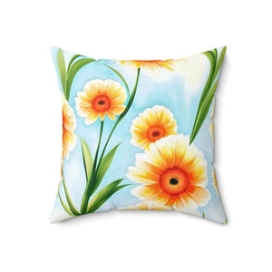 Orange Floral Pattern Spun Polyester Square Pillow - Dipaliz - 18’’ × - Throw Pillows