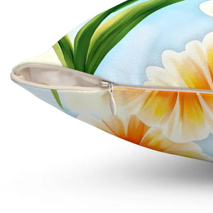 Orange Floral Pattern Spun Polyester Square Pillow - Dipaliz - Throw Pillows