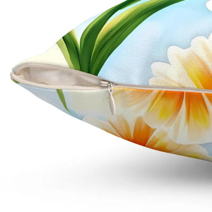 Orange Floral Pattern Spun Polyester Square Pillow - Dipaliz - Throw Pillows