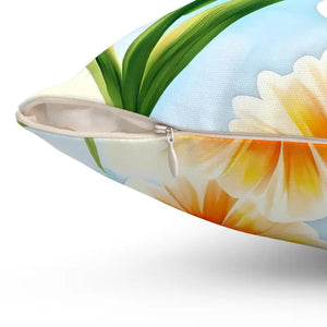 Orange Floral Pattern Spun Polyester Square Pillow - Dipaliz - Throw Pillows