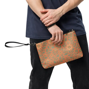Faux Leather Crossbody Orange Floral Dark Gray Hardware - Dipaliz - Cross Body Bags