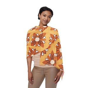 Golden Retro Daisy Mandala Pattern Light Scarf - Scarves & Shawls