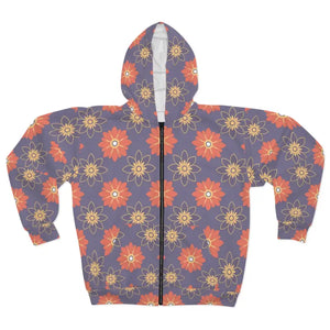 Unisex Zip Hoodie Orange Flowers Vibrant Winter Style Dipaliz - Xs - Hoodies