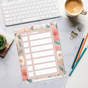 Notepads - Orange Flowers Daily Planner Blossom Organizer - Dipaliz