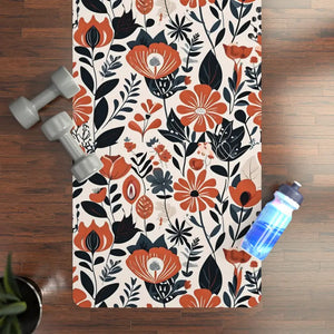 Home Decor - Orange Flowers Yoga Mat - Anti-slip Microfiber Suede - Dipaliz 24” x 72”