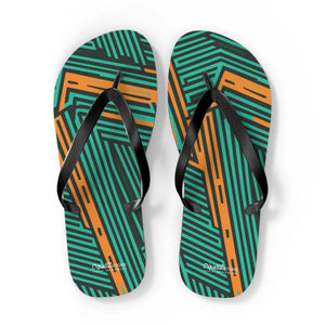 Comfy Green Striped Pattern Flip Flops - Summer Eva - Dipaliz - Slippers