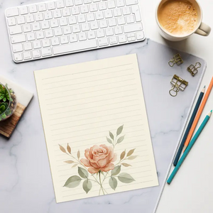 Orange Rose Notepad - Vintage Floral Stationery Pad Letter Size - Dipaliz - Notepads