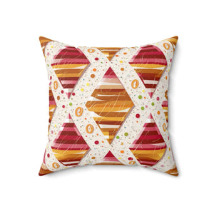 Orange Triangular Pattern Polyester Square Pillow - Dipaliz - Throw Pillows