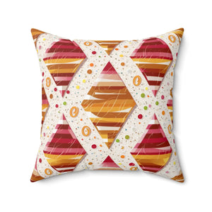 Orange Triangular Pattern Polyester Square Pillow - Dipaliz - Throw Pillows