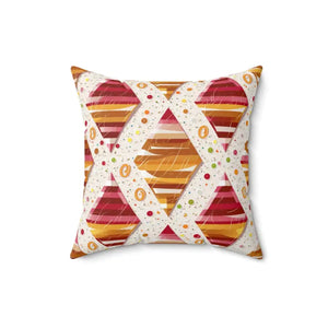 Orange Triangular Pattern Polyester Square Pillow - Dipaliz - 16’’ × - Throw Pillows