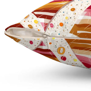 Orange Triangular Pattern Polyester Square Pillow - Dipaliz - Throw Pillows