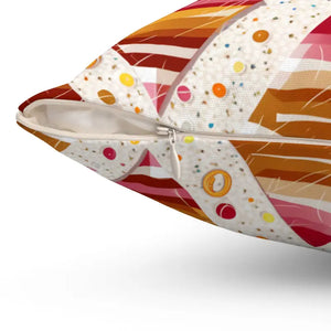 Orange Triangular Pattern Polyester Square Pillow - Dipaliz - Throw Pillows