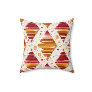 Orange Triangular Pattern Polyester Square Pillow - Dipaliz - Throw Pillows