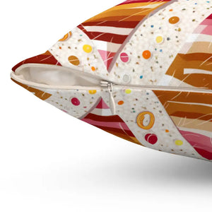 Orange Triangular Pattern Polyester Square Pillow - Dipaliz - Throw Pillows