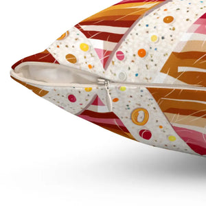 Orange Triangular Pattern Polyester Square Pillow - Dipaliz - Throw Pillows