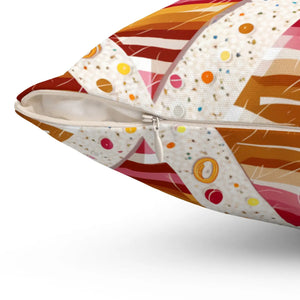Orange Triangular Pattern Polyester Square Pillow - Dipaliz - Throw Pillows