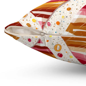 Orange Triangular Pattern Polyester Square Pillow - Dipaliz - Throw Pillows
