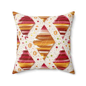 Orange Triangular Pattern Polyester Square Pillow - Dipaliz - Throw Pillows